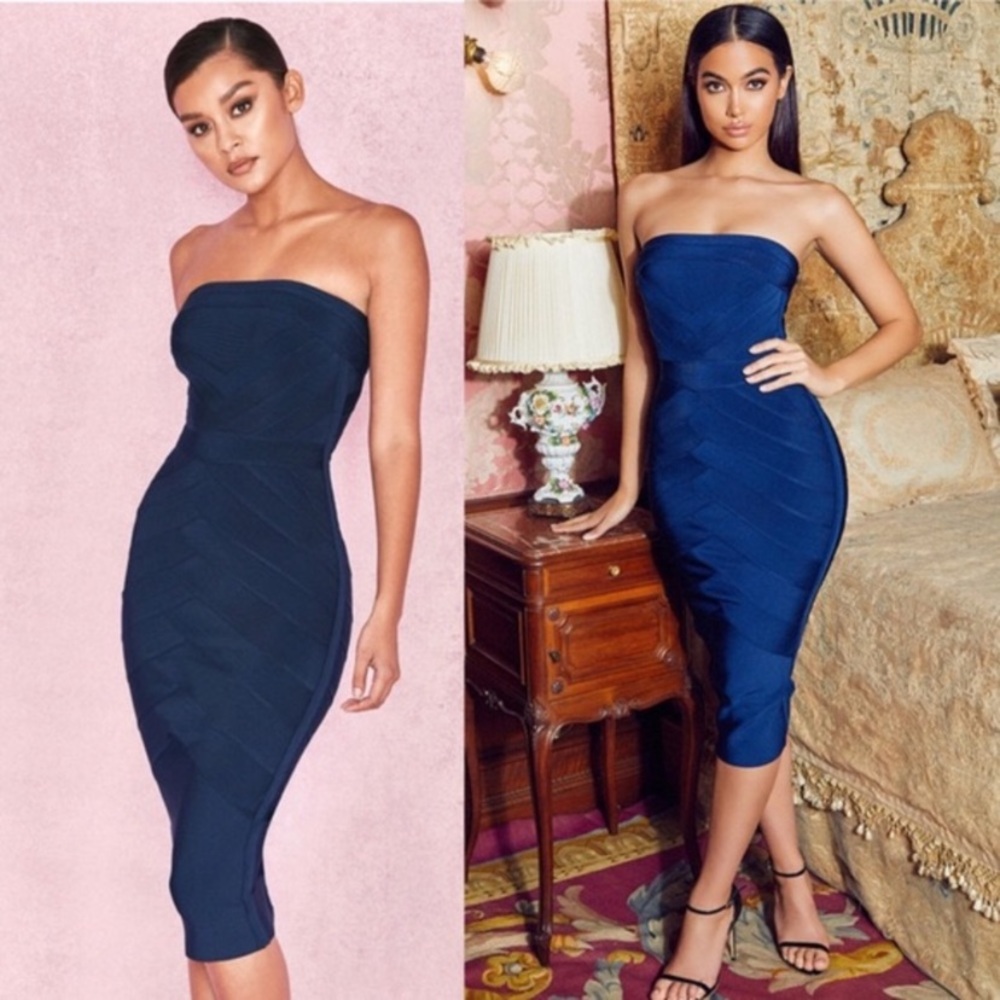 Dark Blue Amoura Bandage Dress